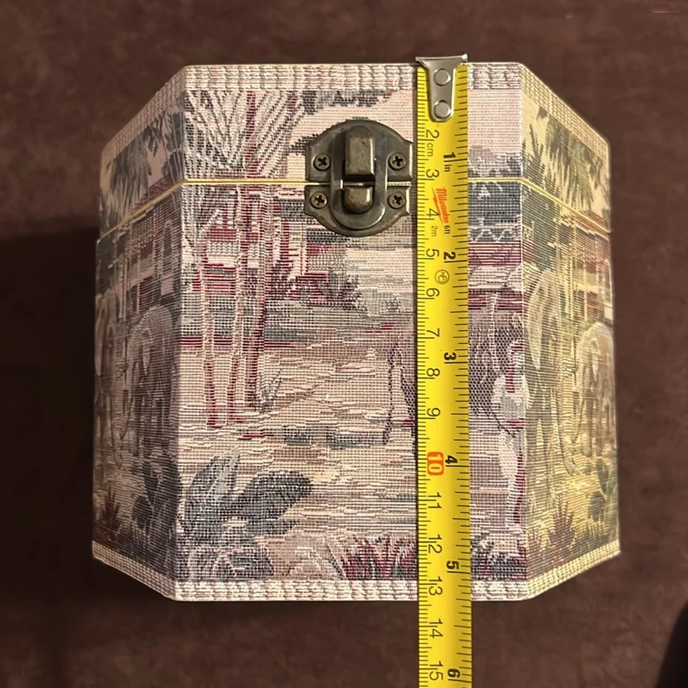Hexagonal Safari Elephant Print Storage Box. African Indian Home Decor